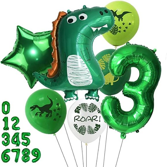 Baby Dinosaur Balloons for 3rd Birthday Decorations Dinosaur Themed Party 7pcs - Picture 1 of 2